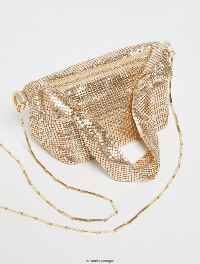 acessório ponto MAX&Co. mulheres bolsa de festa em malha metálica ouro B40R641021