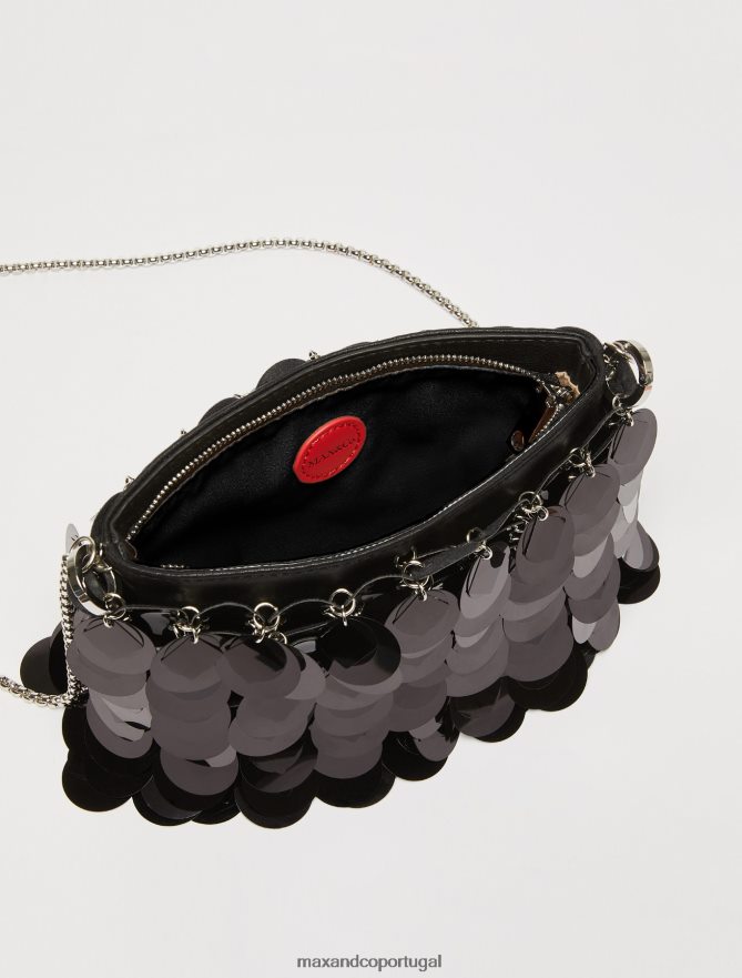 acessório ponto MAX&Co. mulheres bolsa de ombro com lantejoulas preto B40R64998