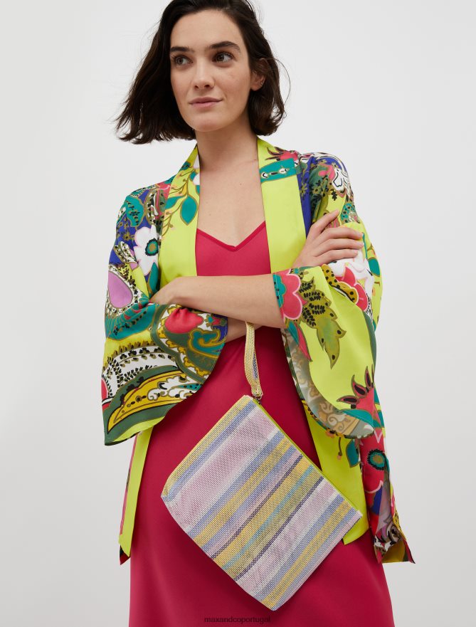 acessório ponto MAX&Co. mulheres bolsa pequena de lona listrada rosa B40R641020