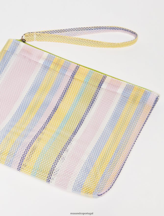 acessório ponto MAX&Co. mulheres bolsa pequena de lona listrada rosa B40R641020