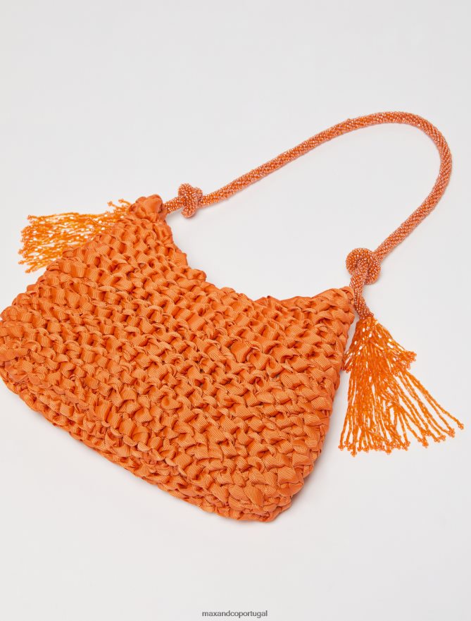 acessório ponto MAX&Co. mulheres mini bolsa de malha com miçangas laranja B40R641008