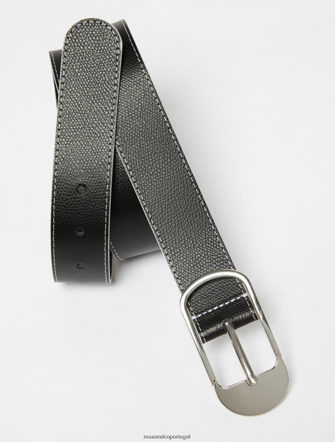 acessório ponto MAX&Co. mulheres cinto de couro caído preto B40R641101