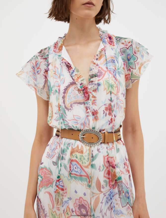 acessório ponto MAX&Co. mulheres cinto de couro e fita marrom B40R641088