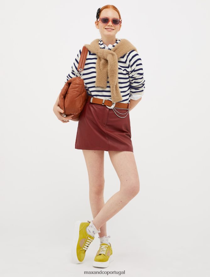 acessório ponto MAX&Co. mulheres cinto de couro fino bronzeado B40R641087