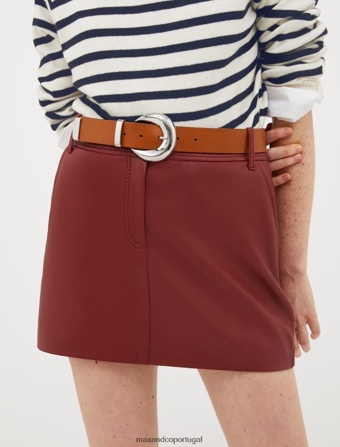 acessório ponto MAX&Co. mulheres cinto de couro fino bronzeado B40R641087