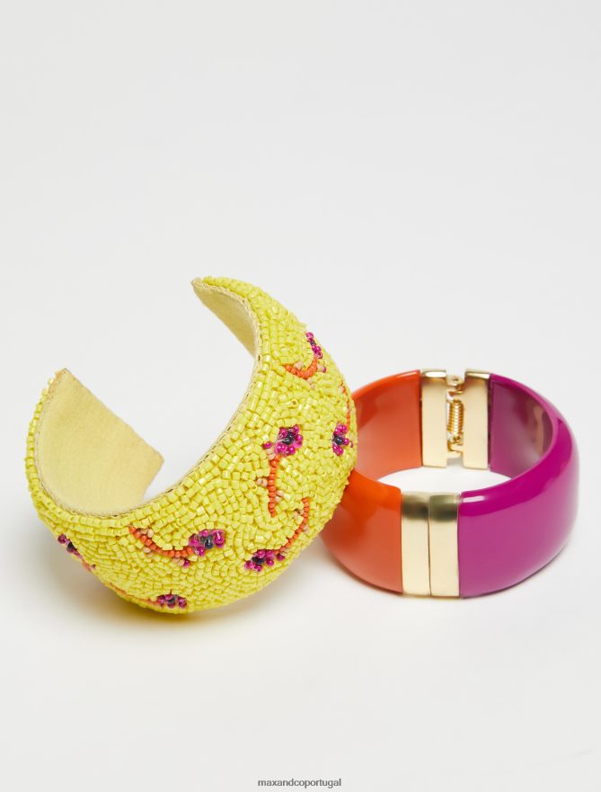 acessório ponto MAX&Co. mulheres pulseiras de resina e miçangas amarelo ensolarado B40R641073