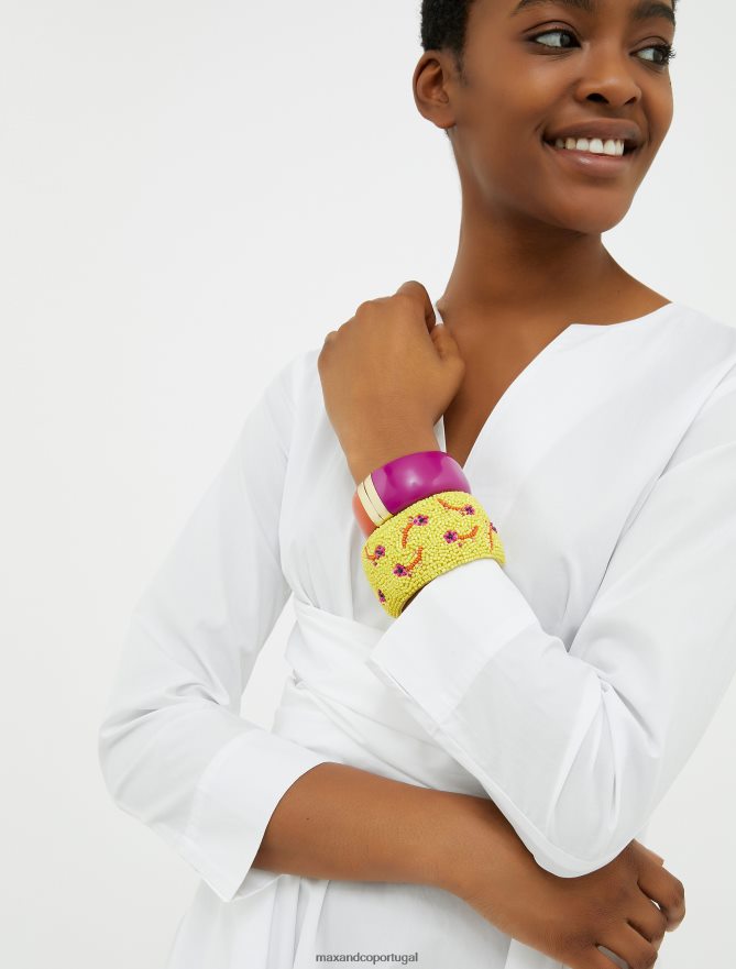 acessório ponto MAX&Co. mulheres pulseiras de resina e miçangas amarelo ensolarado B40R641073