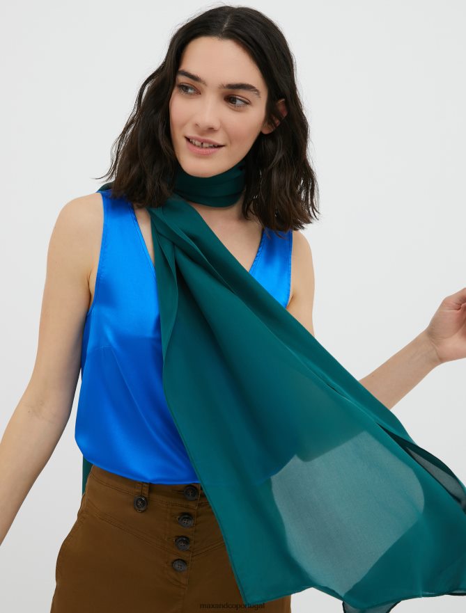 acessório ponto MAX&Co. mulheres estola de seda pura azul claro B40R641121