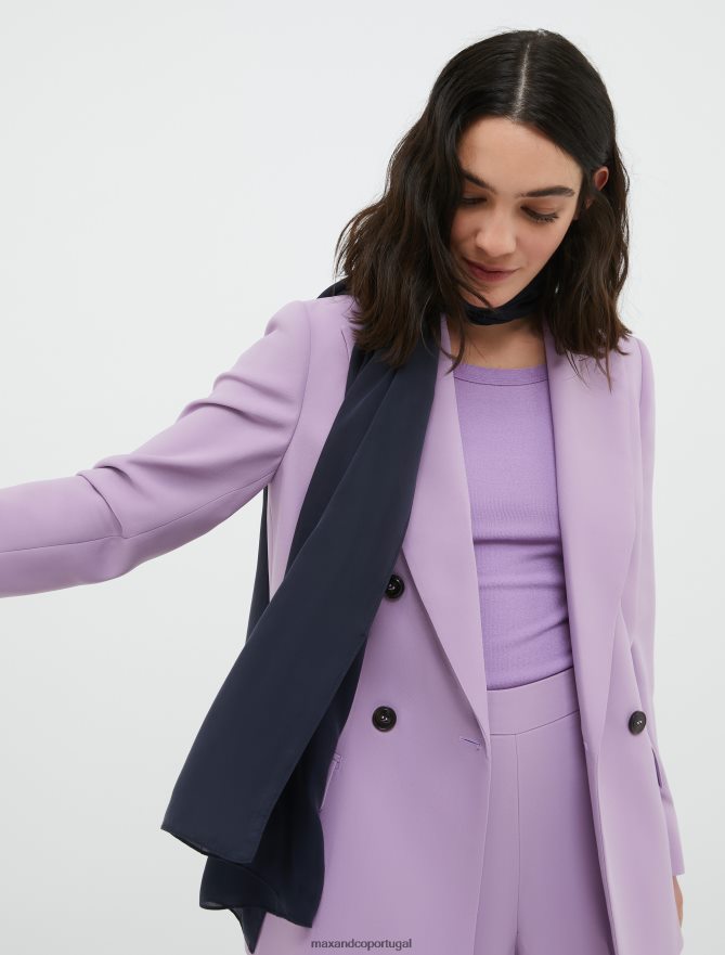 acessório ponto MAX&Co. mulheres estola de seda pura azul-marinho B40R641119