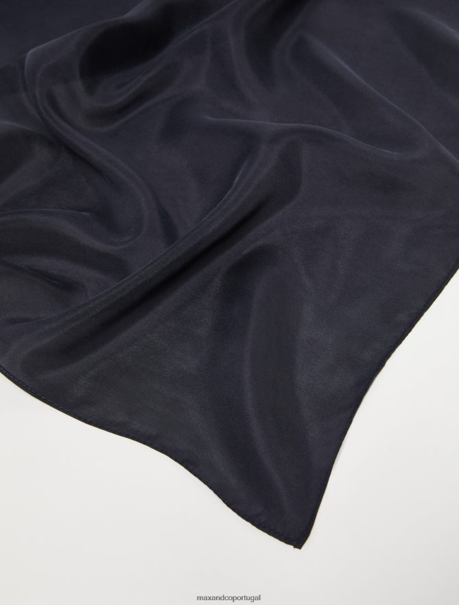 acessório ponto MAX&Co. mulheres estola de seda pura azul-marinho B40R641119
