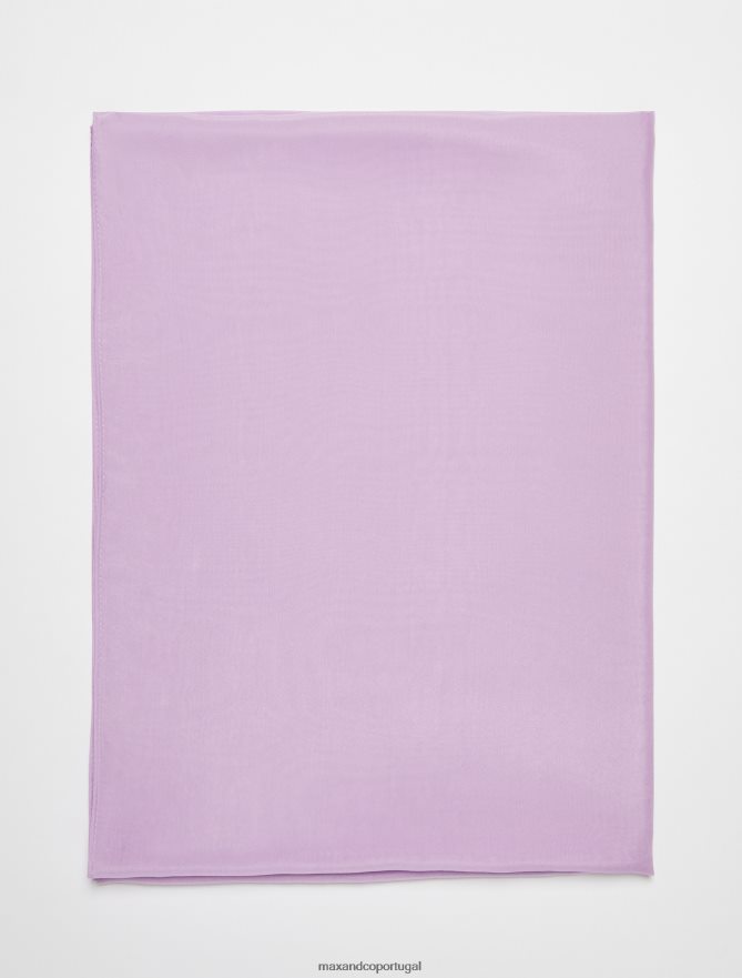 acessório ponto MAX&Co. mulheres estola de seda pura lilás B40R641122