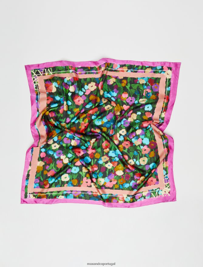 acessório ponto MAX&Co. mulheres lenço de sarja de seda fúcsia B40R641106