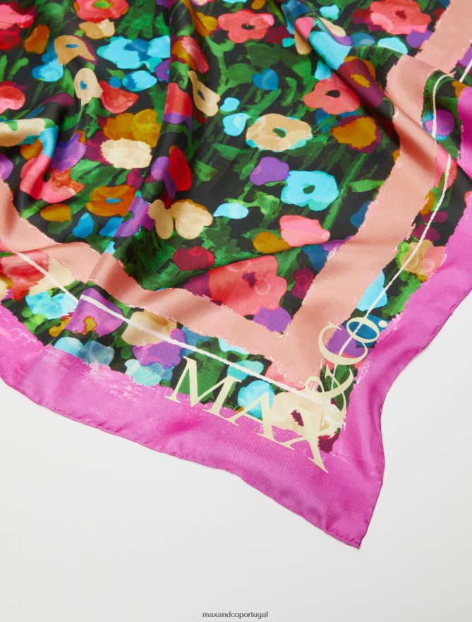 acessório ponto MAX&Co. mulheres lenço de sarja de seda fúcsia B40R641106