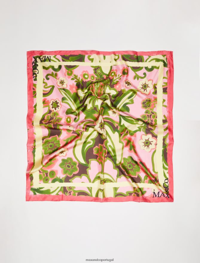 acessório ponto MAX&Co. mulheres lenço de sarja de seda rosa B40R641107
