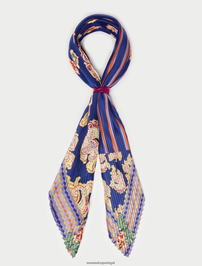 acessório ponto MAX&Co. mulheres lenço de sarja plissado azul claro B40R641134