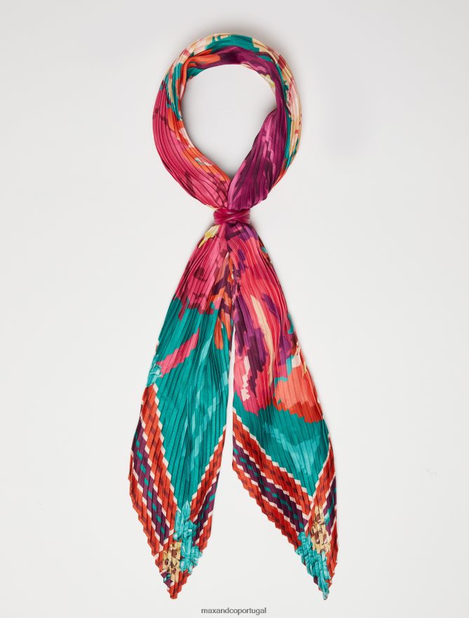 acessório ponto MAX&Co. mulheres lenço de sarja plissado verde B40R641135