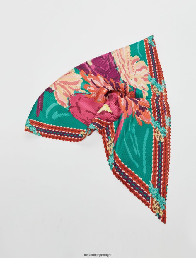 acessório ponto MAX&Co. mulheres lenço de sarja plissado verde B40R641135