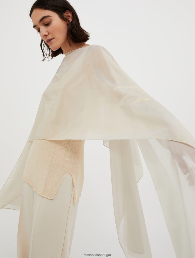 acessório ponto MAX&Co. mulheres lurex voile encolher de ombros bege B40R641114