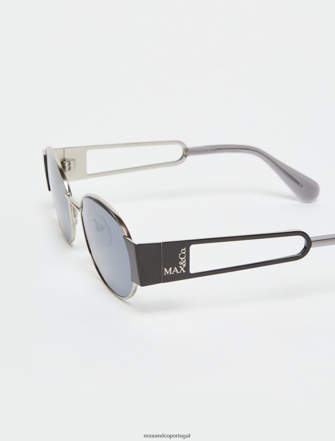 acessório ponto MAX&Co. mulheres óculos de metal ovais cinza escuro B40R641056