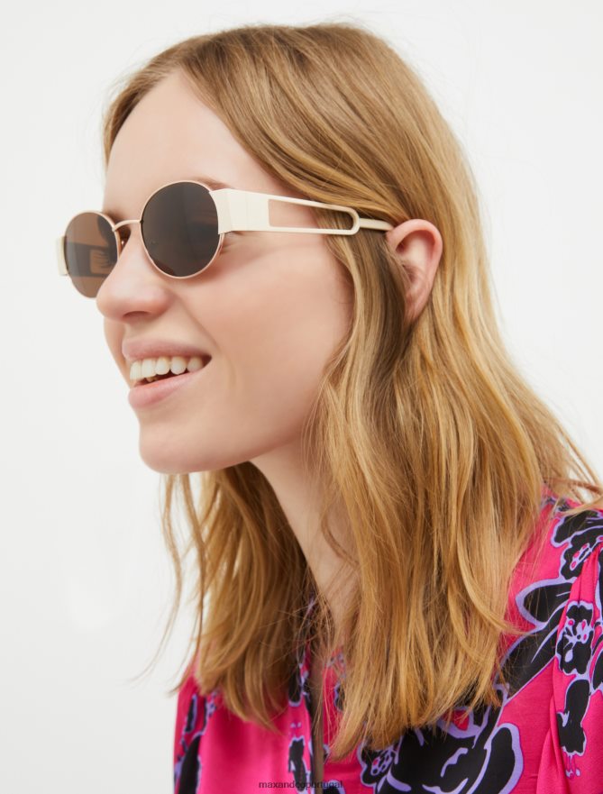 acessório ponto MAX&Co. mulheres óculos de metal ovais marrom B40R641057