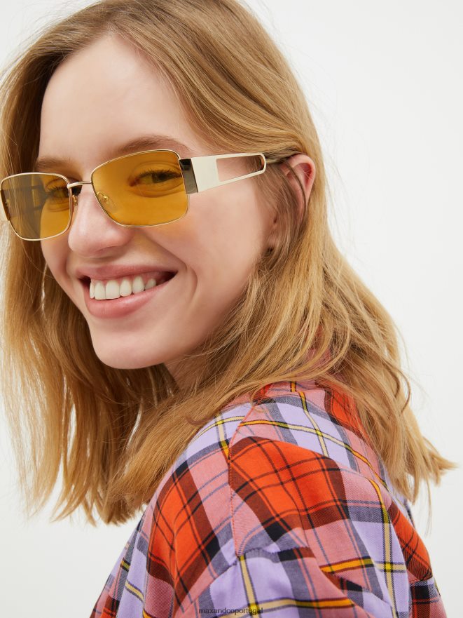 acessório ponto MAX&Co. mulheres óculos de metal retangulares ouro B40R641060
