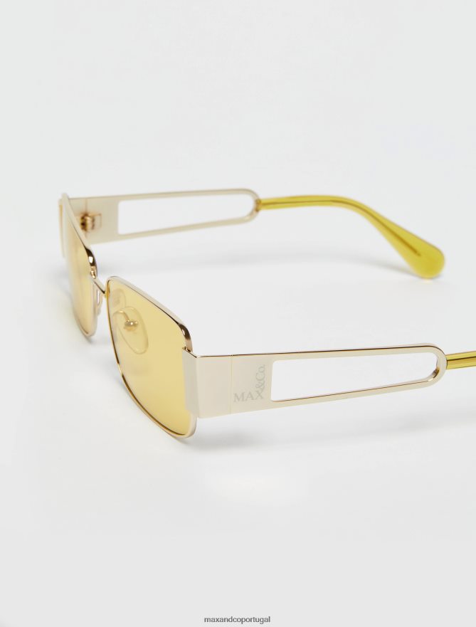 acessório ponto MAX&Co. mulheres óculos de metal retangulares ouro B40R641060