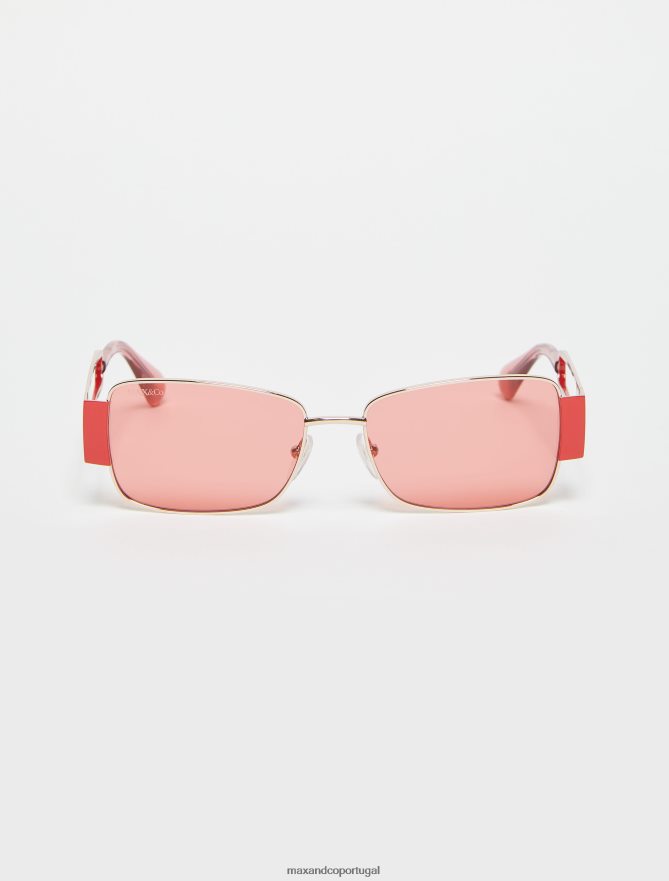 acessório ponto MAX&Co. mulheres óculos de metal retangulares rosa B40R641059