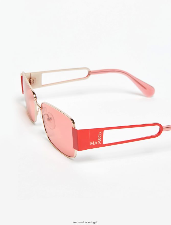 acessório ponto MAX&Co. mulheres óculos de metal retangulares rosa B40R641059