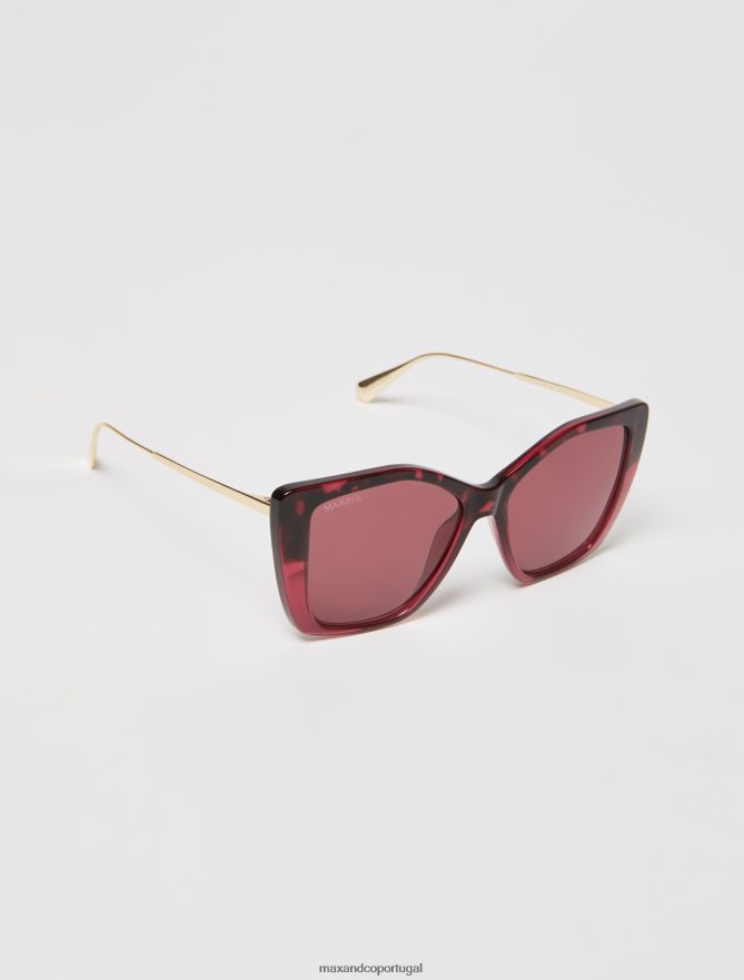 acessório ponto MAX&Co. mulheres óculos de sol gatinho geométrico Borgonha B40R641042