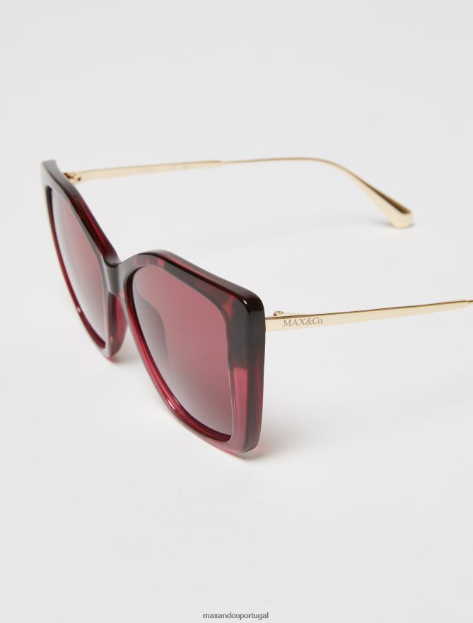 acessório ponto MAX&Co. mulheres óculos de sol gatinho geométrico Borgonha B40R641042