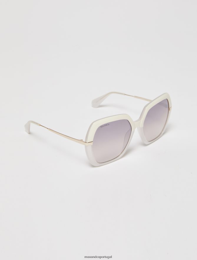 acessório ponto MAX&Co. mulheres óculos de sol quadrados grandes marfim B40R641044