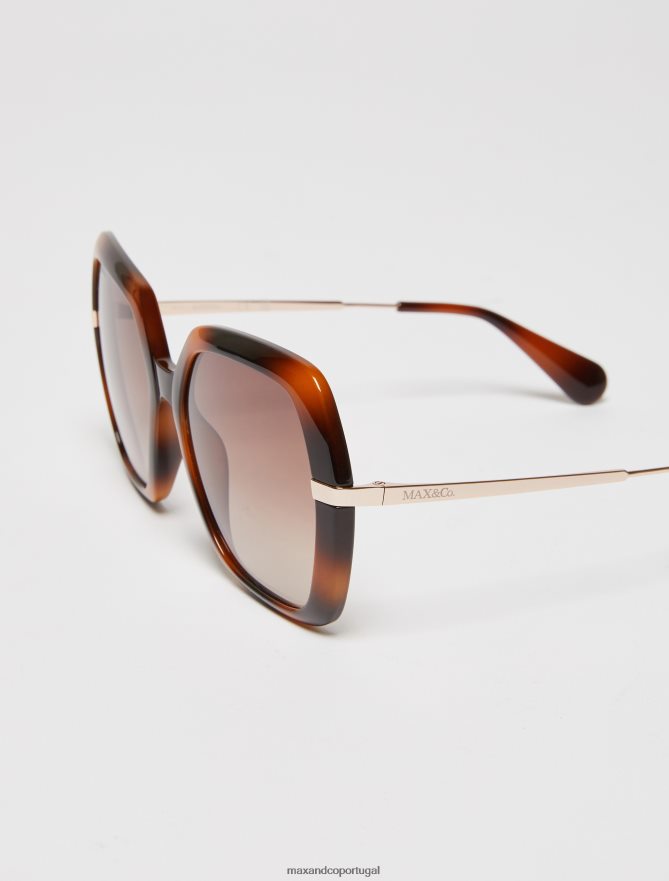 acessório ponto MAX&Co. mulheres óculos de sol quadrados grandes marrom escuro B40R641045