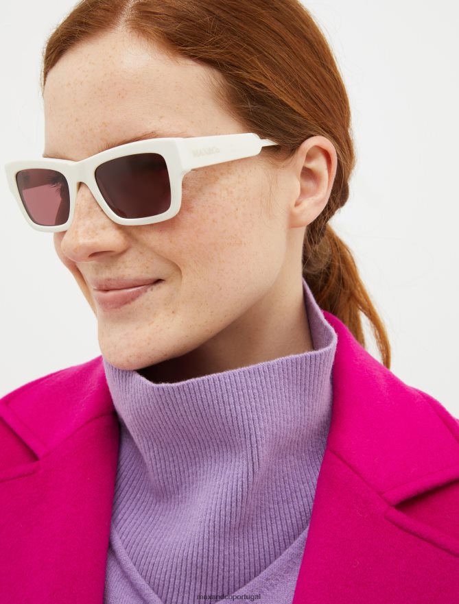 acessório ponto MAX&Co. mulheres óculos retangulares de acetato branco B40R641062