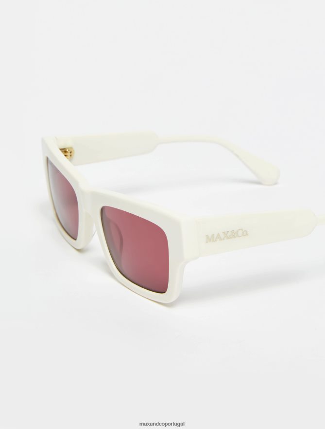acessório ponto MAX&Co. mulheres óculos retangulares de acetato branco B40R641062