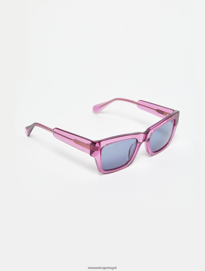 acessório ponto MAX&Co. mulheres óculos retangulares de acetato rosa B40R641061