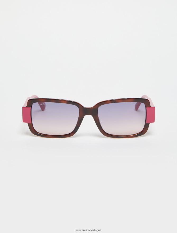 acessório ponto MAX&Co. mulheres óculos retangulares de dois tons marrom B40R641064