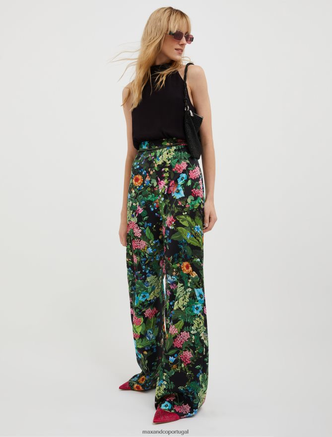 vestuário ponto MAX&Co. mulheres macacão de cetim e georgette padrão preto B40R64150