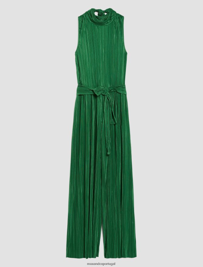 vestuário ponto MAX&Co. mulheres macacão de jérsei plissado padrão verde B40R64153