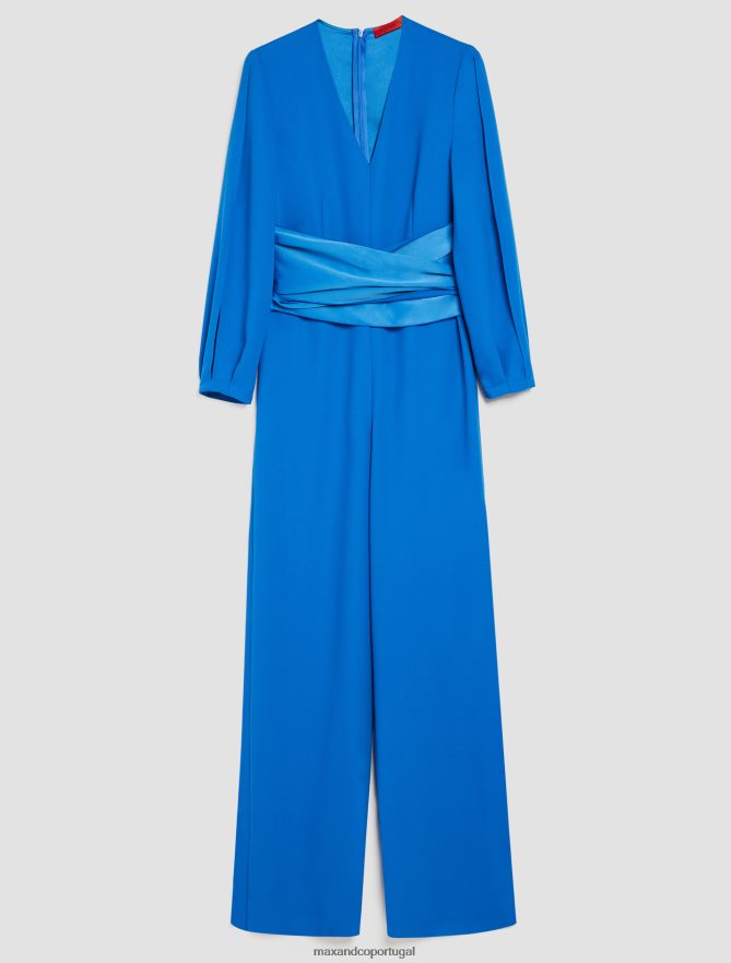 vestuário ponto MAX&Co. mulheres macacão palazzo envers-cetim centáurea azul B40R64166