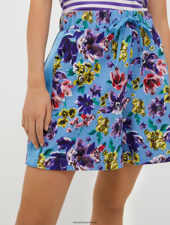 vestuário ponto MAX&Co. mulheres bermuda de lã de algodão padrão azul claro B40R64712