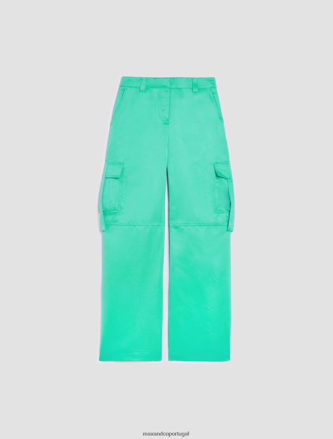 vestuário ponto MAX&Co. mulheres calça cargo duquesa verde B40R64668