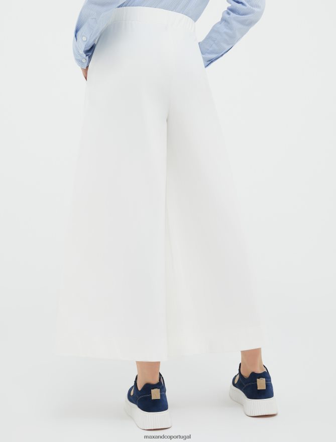vestuário ponto MAX&Co. mulheres calça larga em jersey técnico padrão branco B40R64287