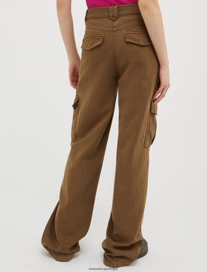 vestuário ponto MAX&Co. mulheres calças cargo de algodão e linho pxt B40R64681