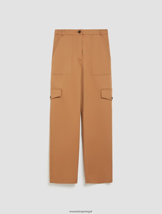 vestuário ponto MAX&Co. mulheres calças cargo de gabardine de algodão marrom B40R64687