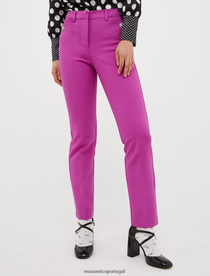 vestuário ponto MAX&Co. mulheres calças de alfaiataria justas fúcsia B40R64201