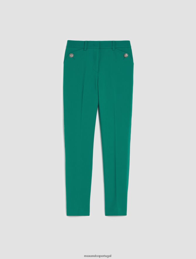 vestuário ponto MAX&Co. mulheres calças de alfaiataria justas verde escuro B40R64204
