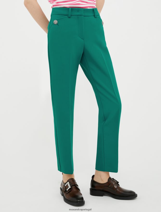 vestuário ponto MAX&Co. mulheres calças de alfaiataria justas verde escuro B40R64204