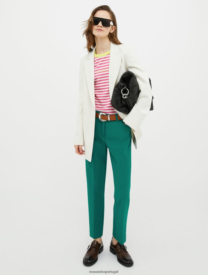 vestuário ponto MAX&Co. mulheres calças de alfaiataria justas verde escuro B40R64204