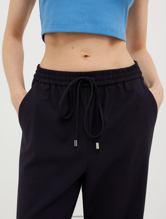 vestuário ponto MAX&Co. mulheres calças de mistura de lã azul-marinho B40R64174