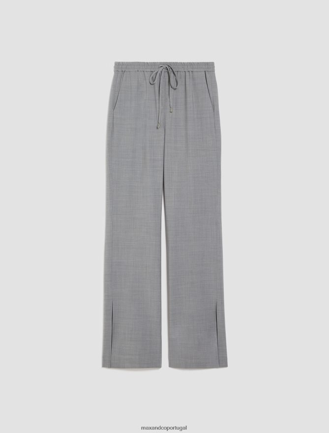 vestuário ponto MAX&Co. mulheres calças de mistura de lã cinza claro B40R64173